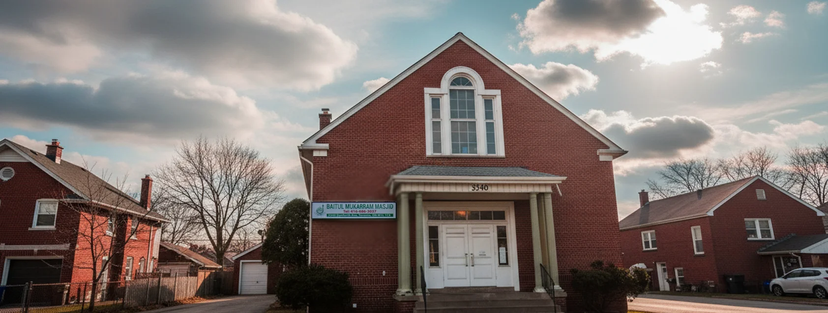 Exterior view of Baitul Mukarram Islamic Society Scarborough building